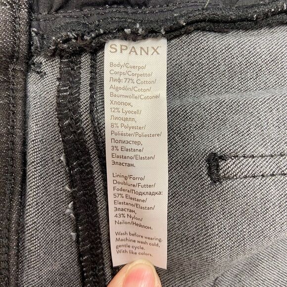 SPANX Black Pull On Ankle Distressed Tummy Control Skinny Jeans Size Large - Picture 7 of 10